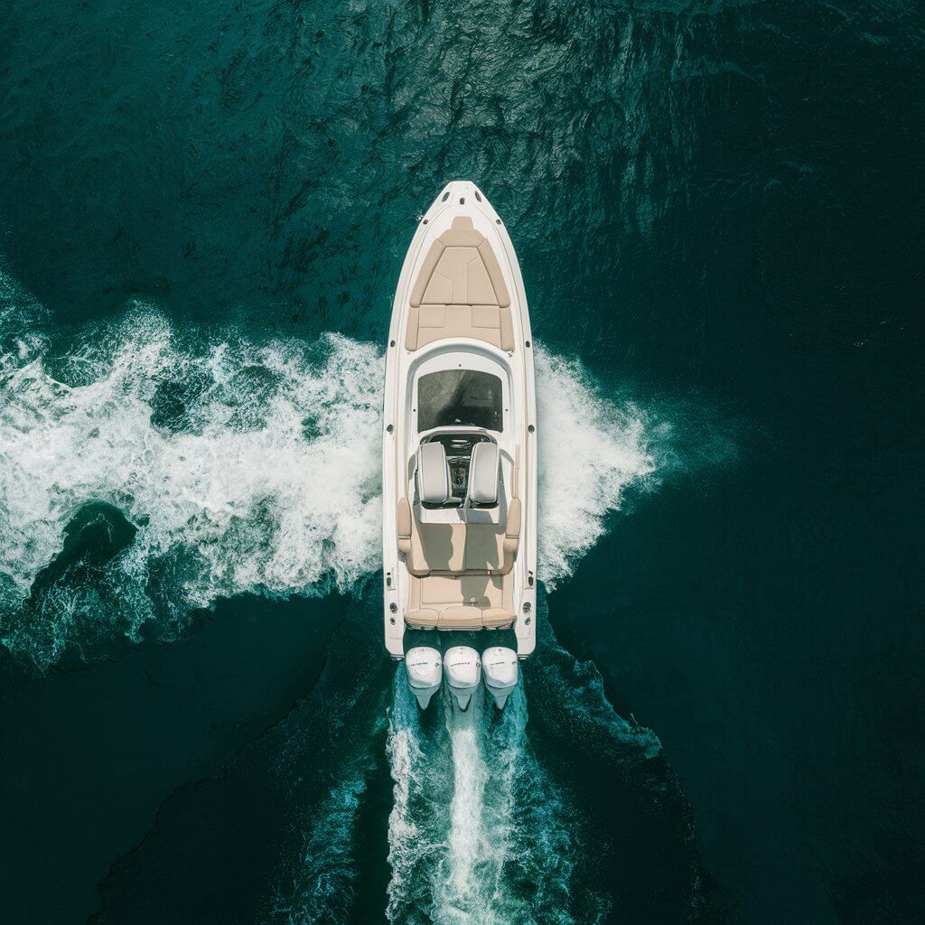 Vista de um barco navegando pelo mar